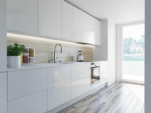 Slab high gloss white kitchen - slab,